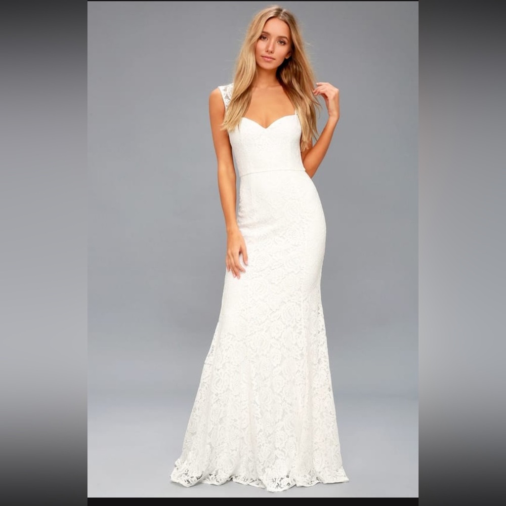 Lulus Rosetta White Lace Maxi Dress Wedding Formal